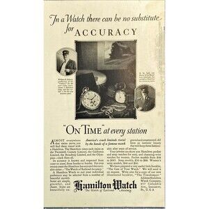 Hamilton Watch "The Watch of Railroad Accuracy" Vintage Print Ad 1926